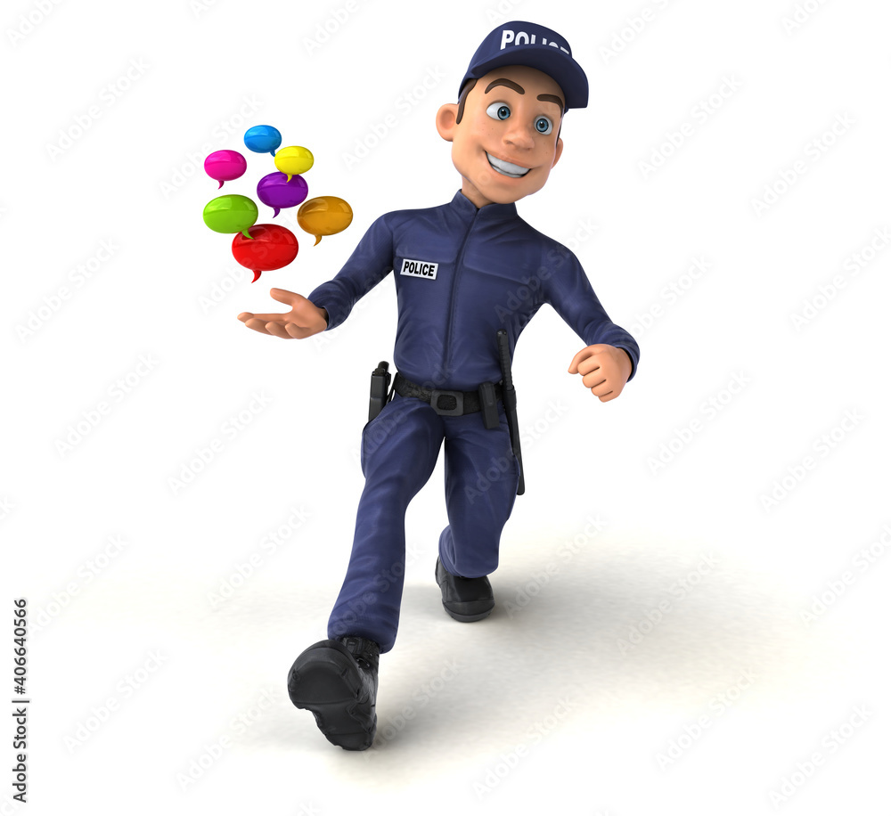 Fun 3D illustration of a cartoon Police Officer Fun 3D illustration of a cartoon Police Officer
