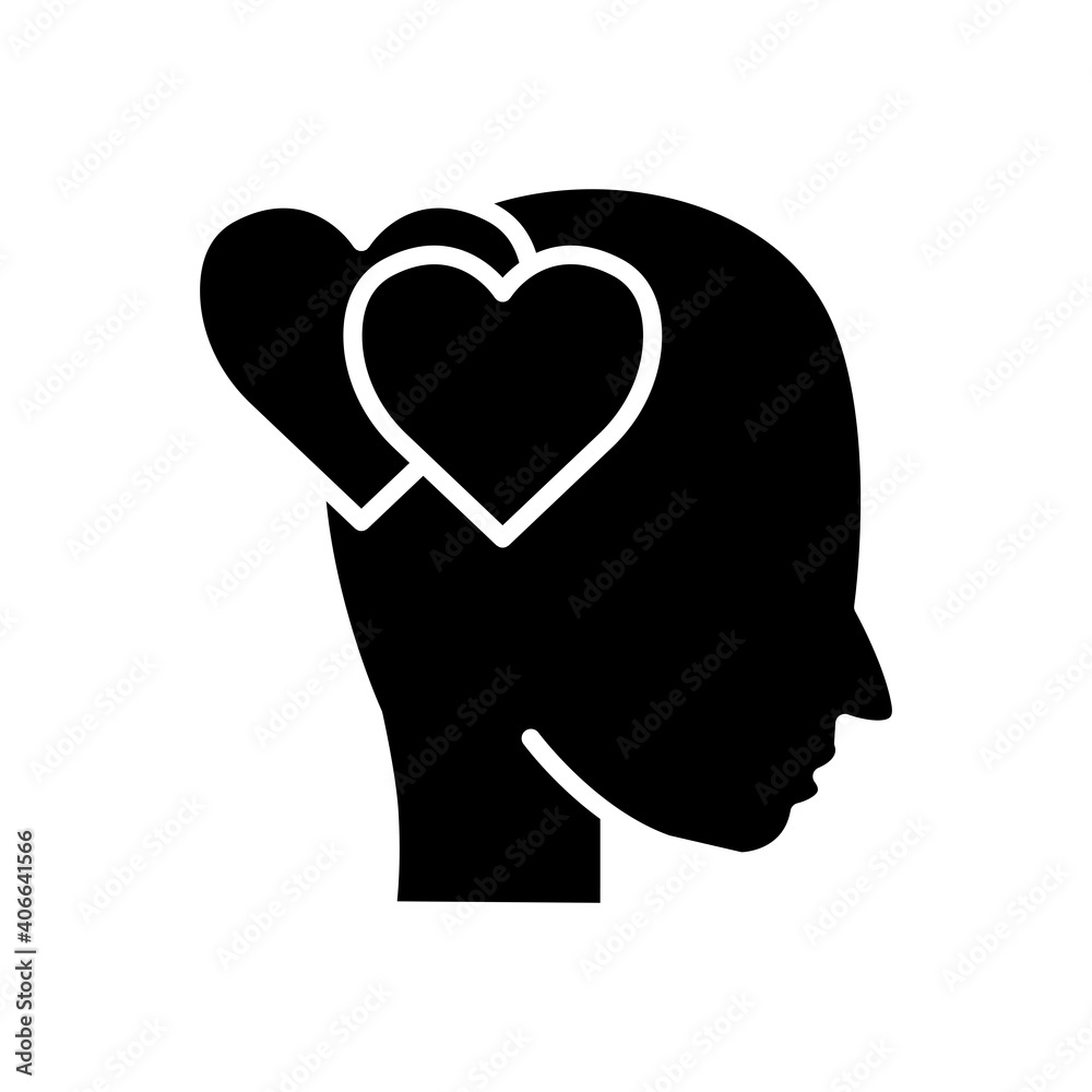 Head with heart icon. In love symbol. simple design editable. Design template vector