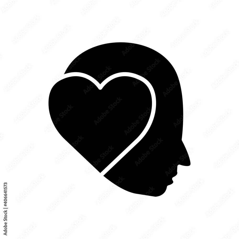 Head with heart icon. In love symbol. simple design editable. Design template vector Head with heart icon. In love symbol. simple design editable. Design template vector