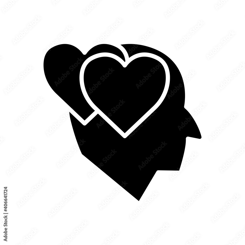 Head with heart icon. In love symbol. simple design editable. Design template vector Head with heart icon. In love symbol. simple design editable. Design template vector