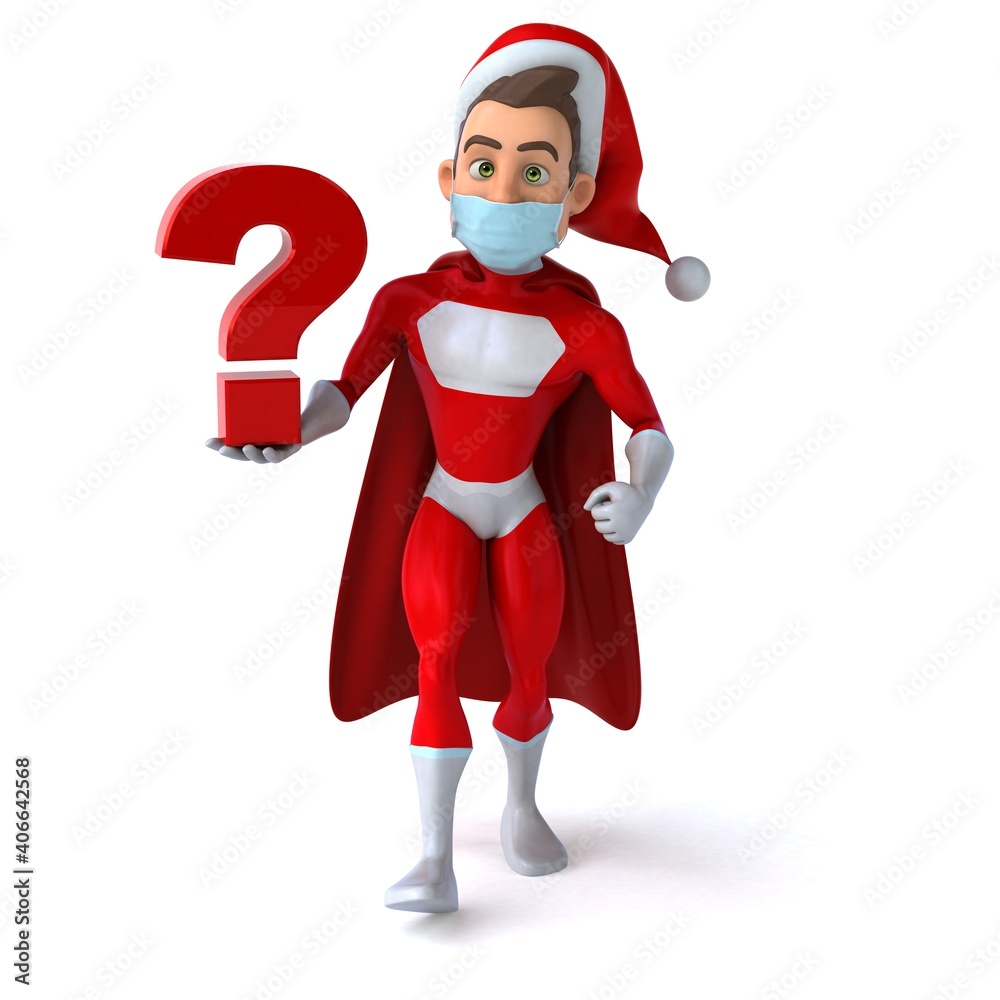 Fun 3D illustration of a cartoon Santa Claus with a mask Fun 3D illustration of a cartoon Santa Claus with a mask