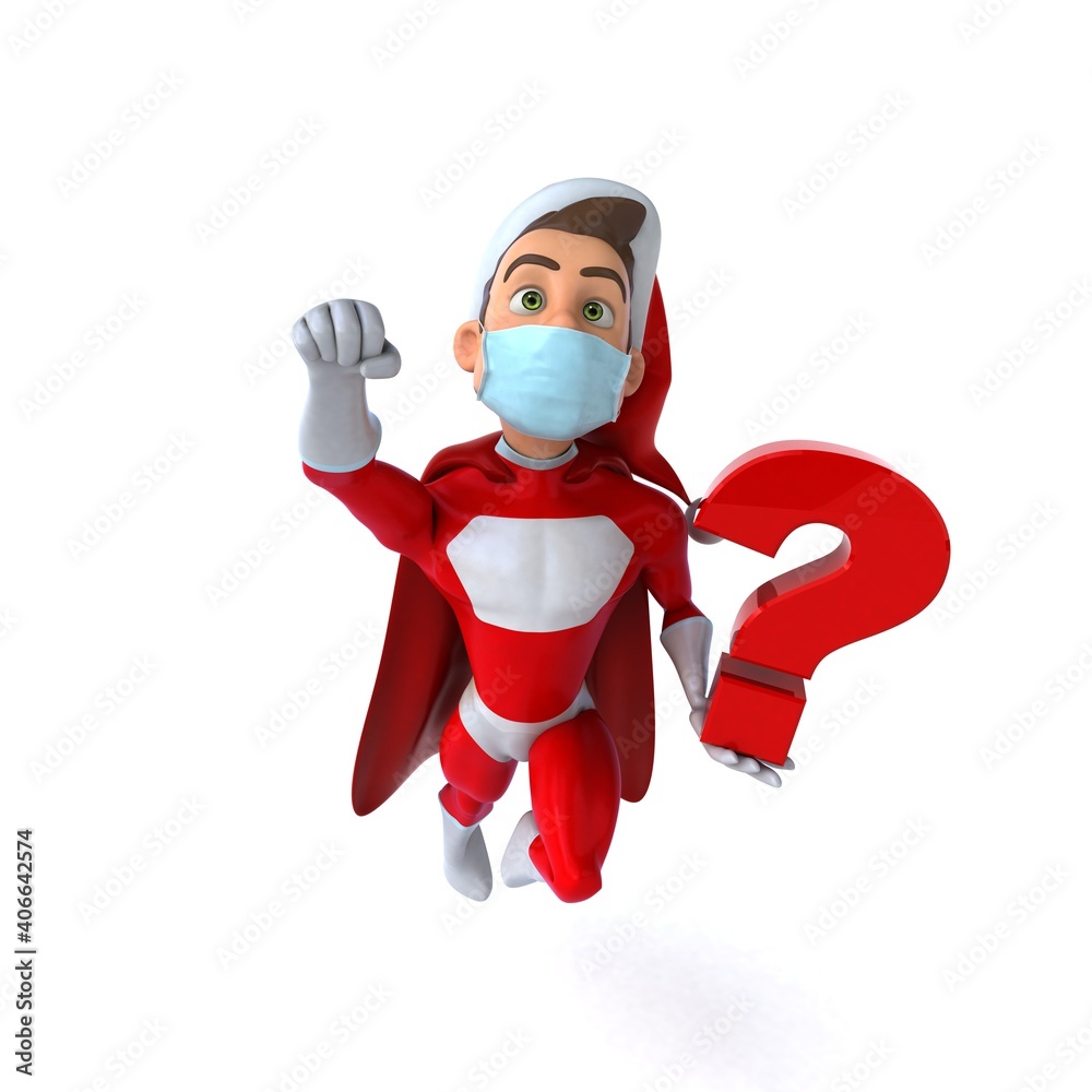 Fun 3D illustration of a cartoon Santa Claus with a mask Fun 3D illustration of a cartoon Santa Claus with a mask