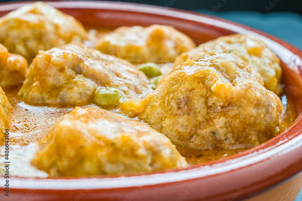 Meatballs in sauce in a clay pot. Meatballs in sauce in a clay pot.