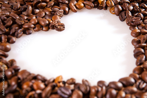 White heart love symbol in coffee beans