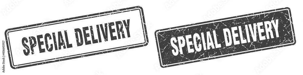 Fototapeta premium special delivery stamp set. special delivery square grunge sign