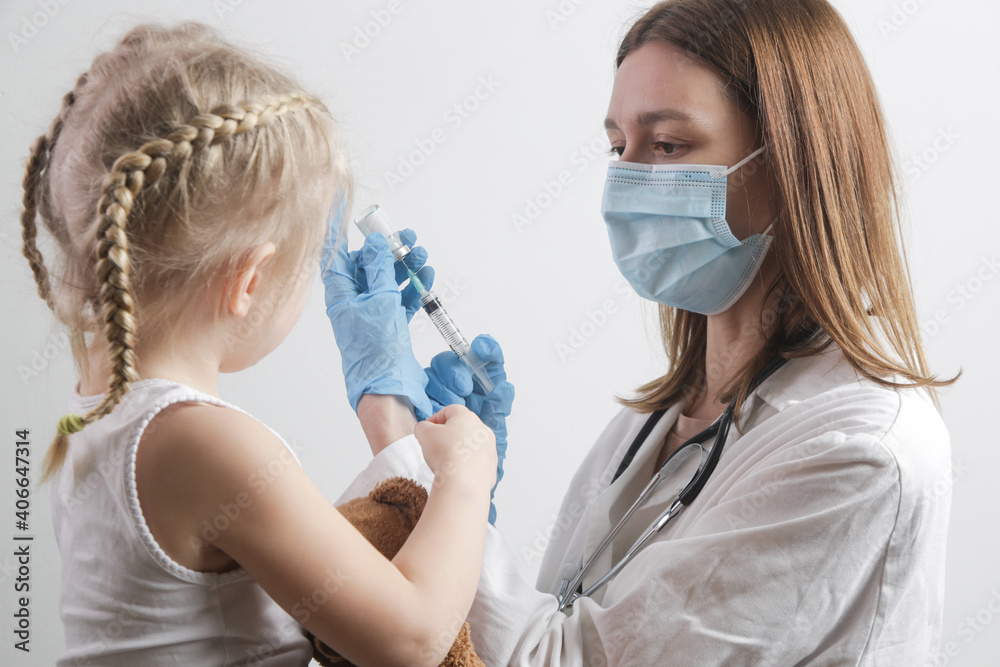 Children vaccination. Healthcare and medical concept. Immunization program from infectious diseases.