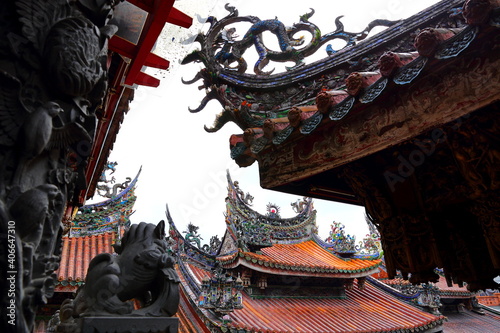 Sanxia Qingshui Zushi Temple with elaborate carvings and sculptures in new taipei city, Taiwan photo