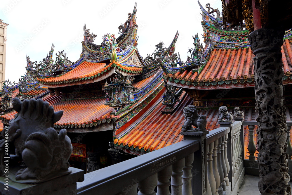 Sanxia Qingshui Zushi Temple with elaborate carvings and sculptures in new taipei city, Taiwan
