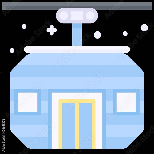Cable transport icon, Winter city related vector