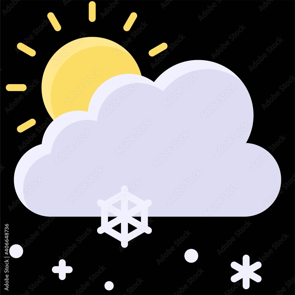 Sun and Snow cloud icon, Winter city related vector Sun and Snow cloud icon, Winter city related vector