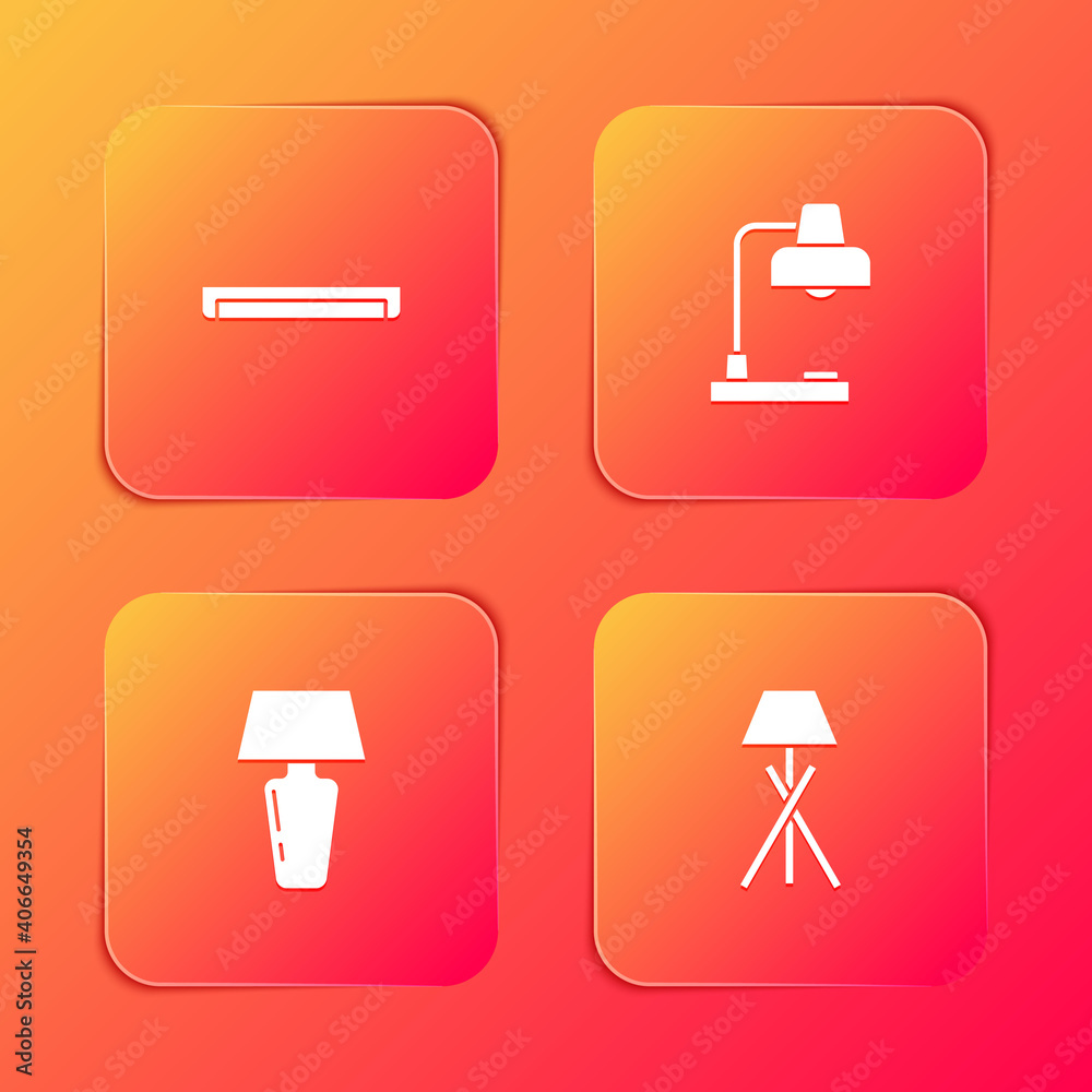 Set Fluorescent lamp, Table, and Floor icon. Vector. Set Fluorescent lamp, Table, and Floor icon. Vector.
