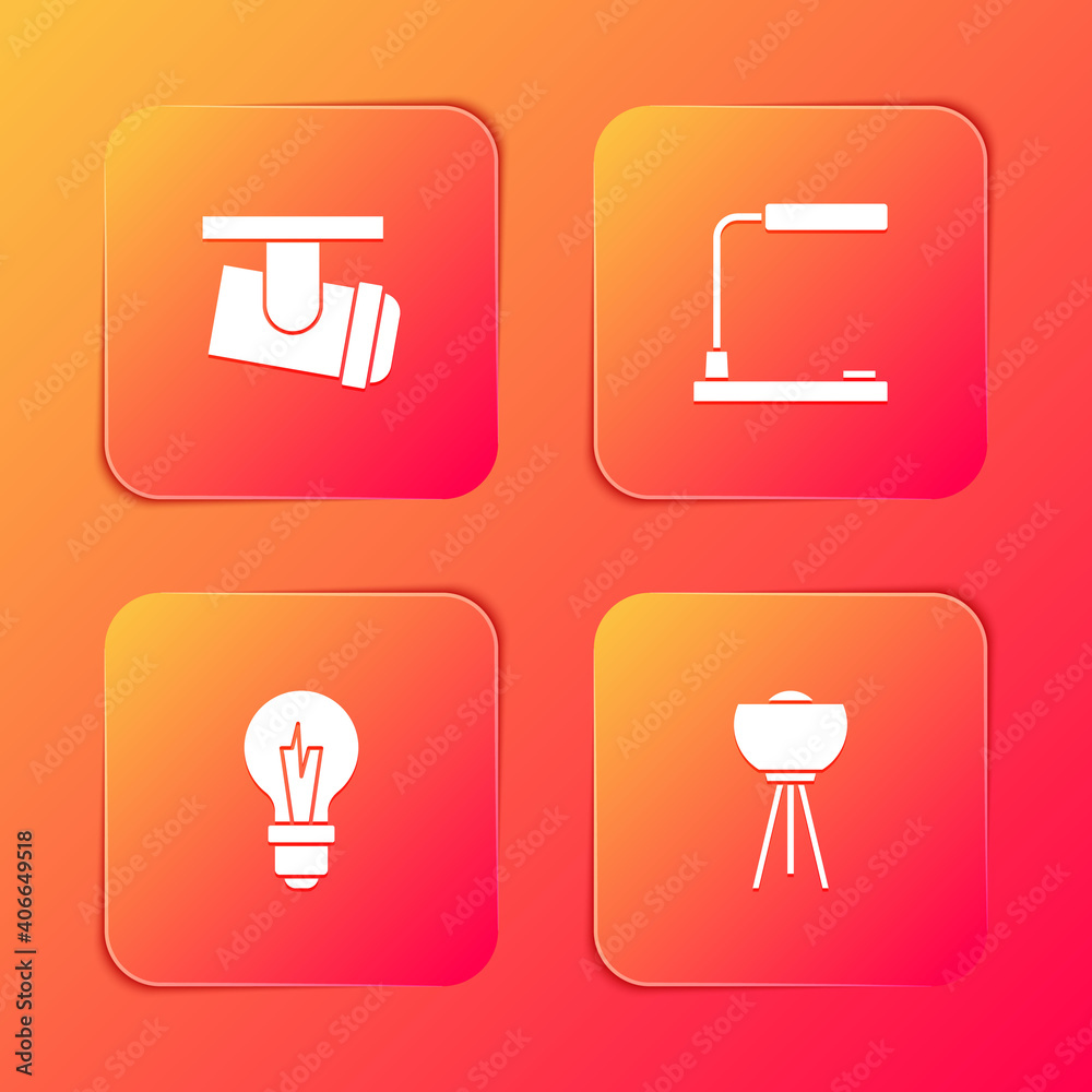 Set Led track lights and lamps, Table, Light bulb and Floor icon. Vector. Set Led track lights and lamps, Table, Light bulb and Floor icon. Vector.