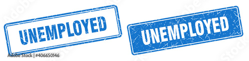unemployed stamp set. unemployed square grunge sign