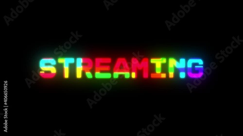 STREAMING animation vibrant neon colourful digital motion intro text on dark screen background