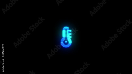 THERMOMETER animation vibrant neon colourful digital motion intro text on dark screen background