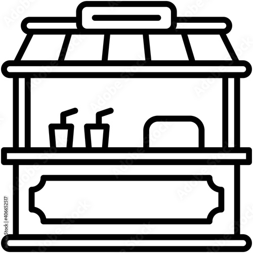 Food booth icon, Winter city related vector