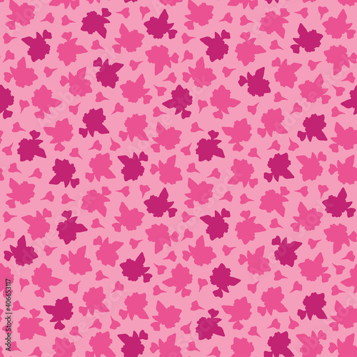 Pink flower silhouettes seamless pattern