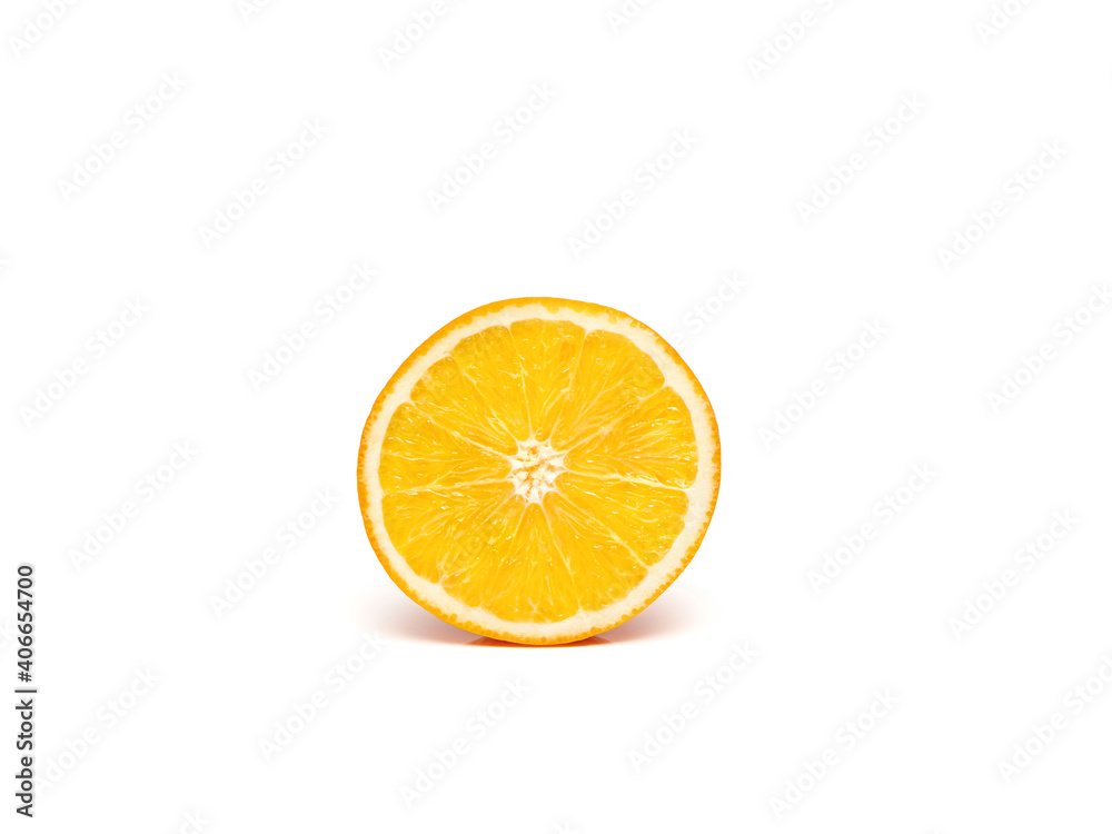 Half sliced delicious and juicy ripe oranges isolated Half sliced delicious and juicy ripe oranges isolated