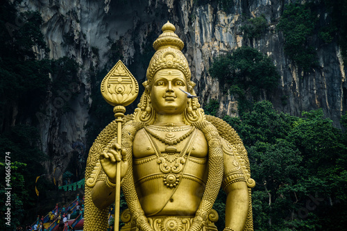 Gigantic statue of Murugan, at the entrance of the Batu Caves temple in Kuala Lumpur, Malaysia