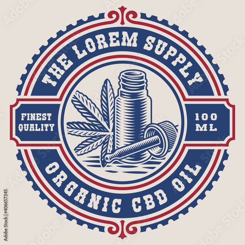 A vintage editable label for a cannabis theme, this design can be used as a template for a package for marijuana products