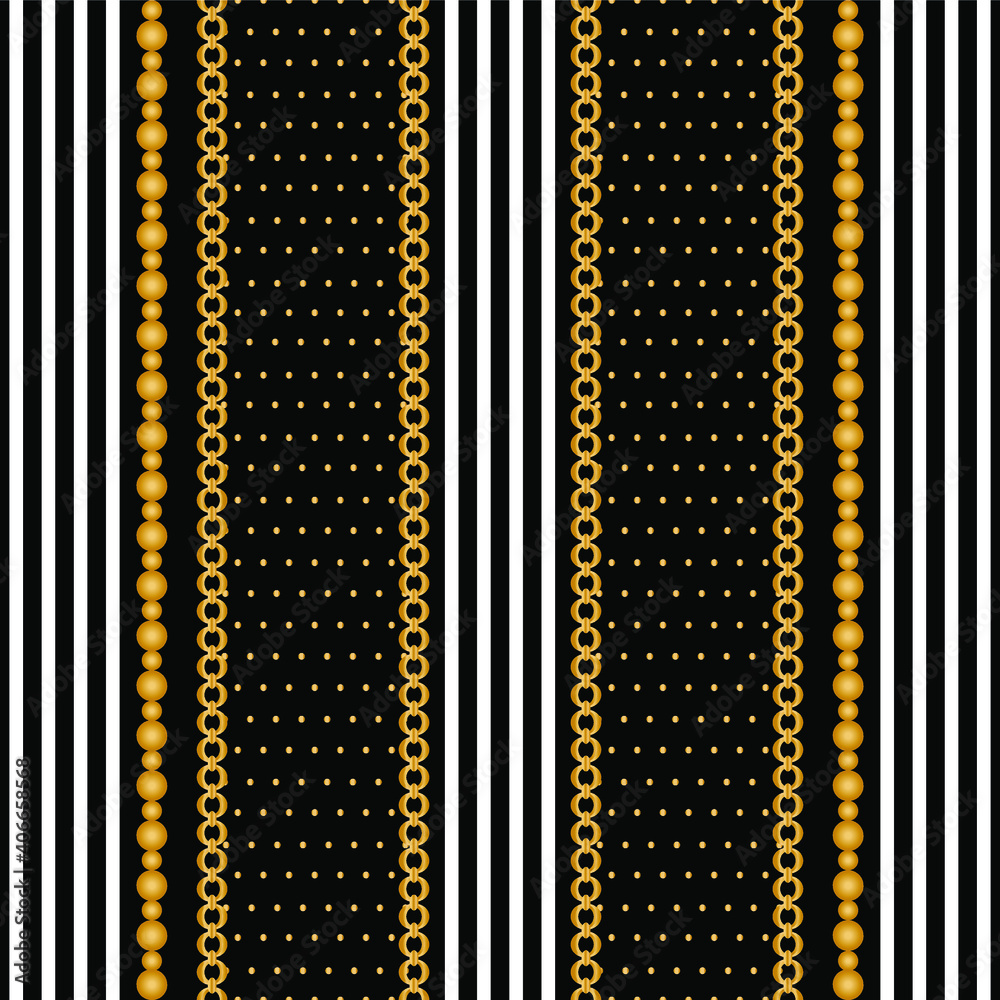 Seamless pattern decorated with precious stones, gold chains and pearls. Seamless pattern decorated with precious stones, gold chains and pearls.