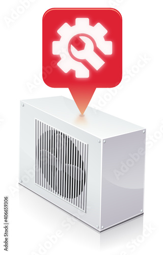 Pompe à chaleur avec un indice de réparabilité très mauvais rouge (reflet)