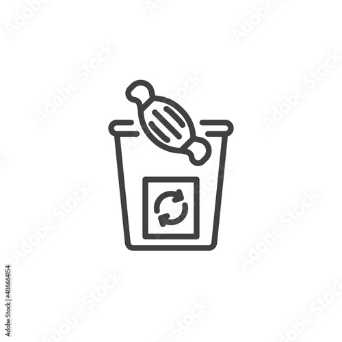 Recycling medical waste line icon. linear style sign for mobile concept and web design. Medical mask utilization outline vector icon. Symbol, logo illustration. Vector graphics