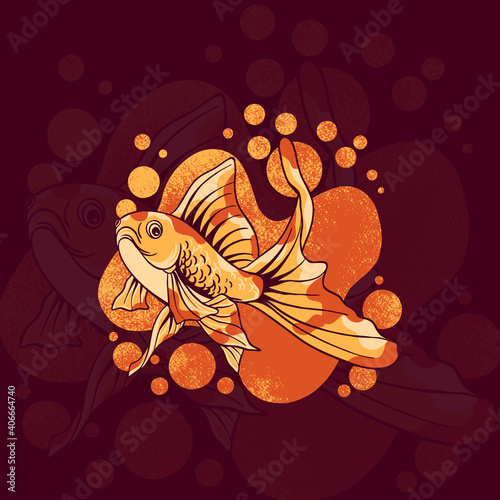 golden fish esport mascot logo illustration