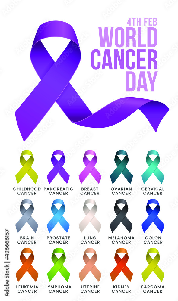 High Quality World Cancer Day Background with 3D Purple Ribbon for your Design . Isolated Vector Elements High Quality World Cancer Day Background with 3D Purple Ribbon for your Design . Isolated Vector Elements