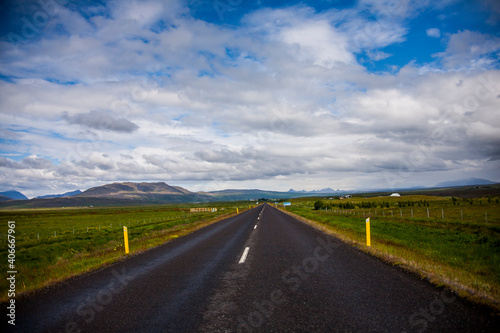 Summer landscape and road in Southern Iceland, Europe