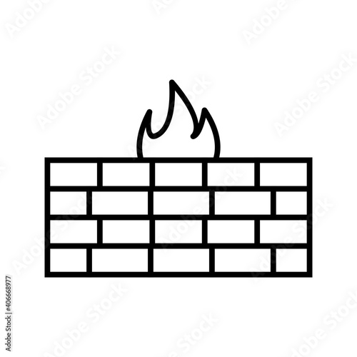 Unique line icon of firewall