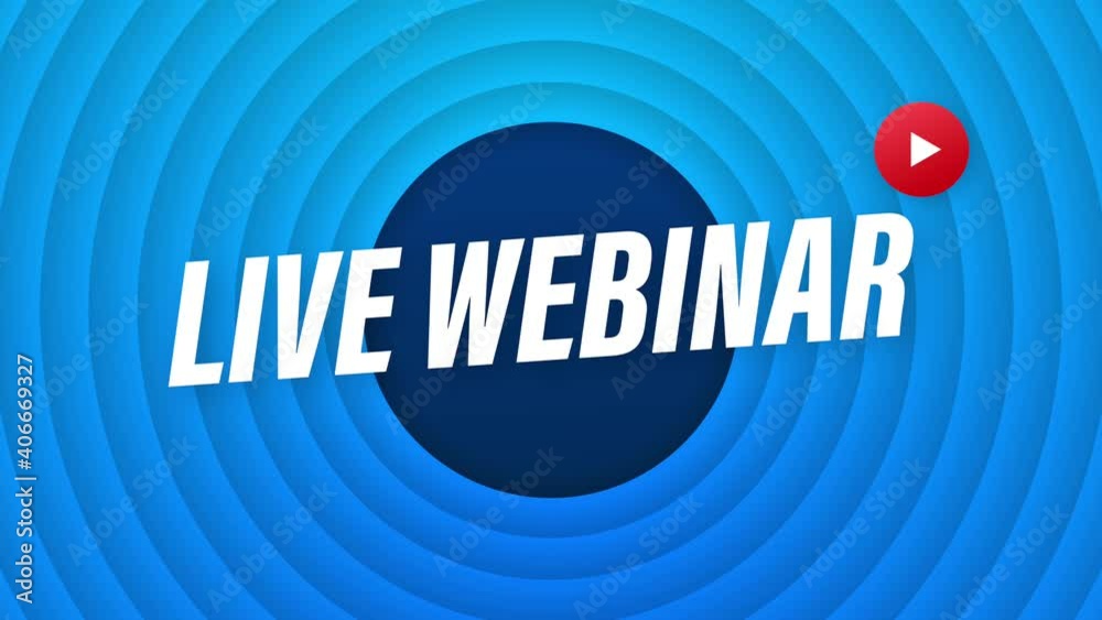 Live webinar label. Flat illustration on white background.