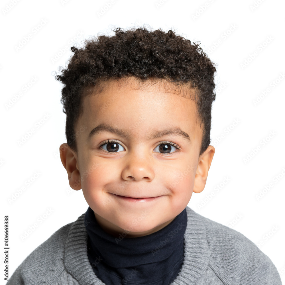 Face shot of cute little afro american boy Face shot of cute little afro american boy