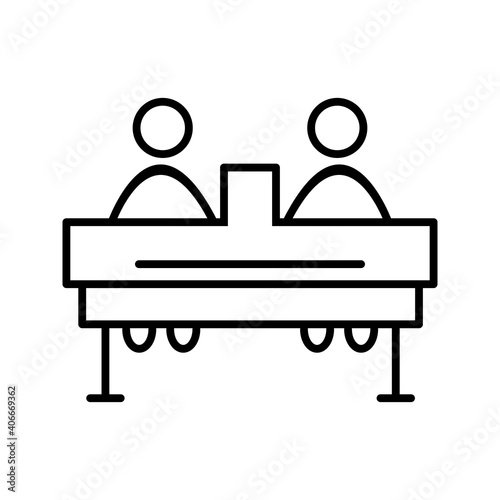 Unique two student studying line vector icon