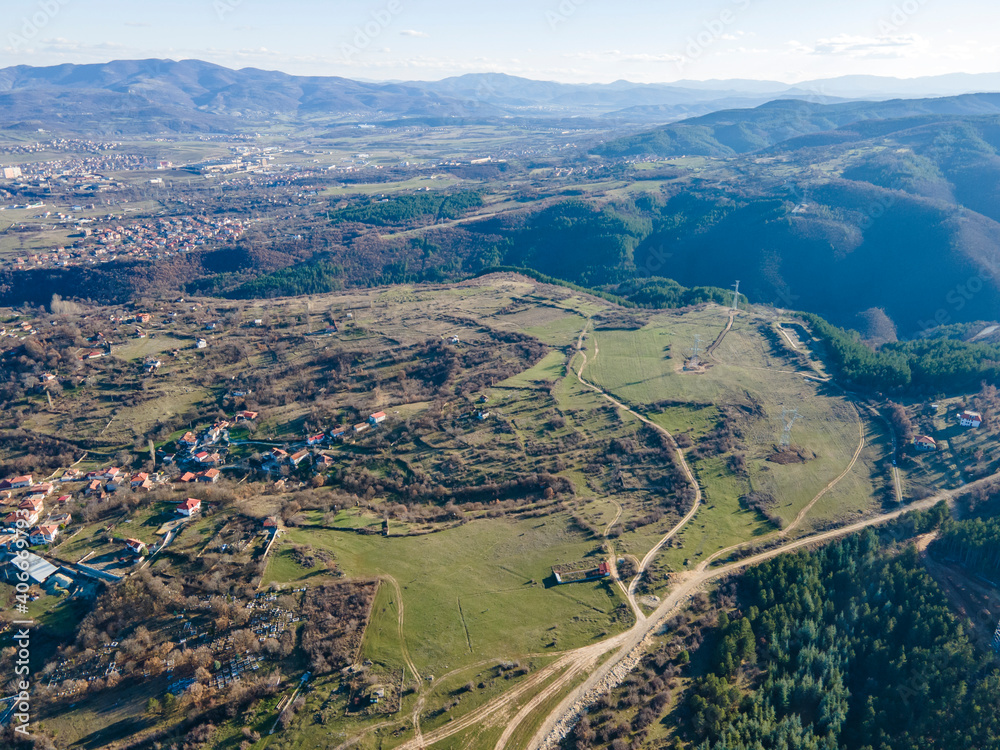 Aerial view of town of Kardzhali and Arda river, Bulgaria