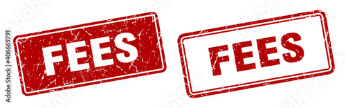 fees stamp set. fees square grunge sign