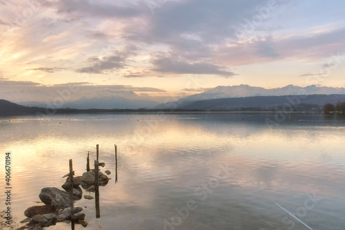 Lake Viverone, a small pearl nestled at the foot of the Biellese Prealps photo