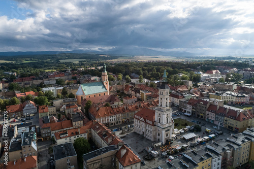 Food truck rally, fast food in glucholazy polandparty aerial drone photo