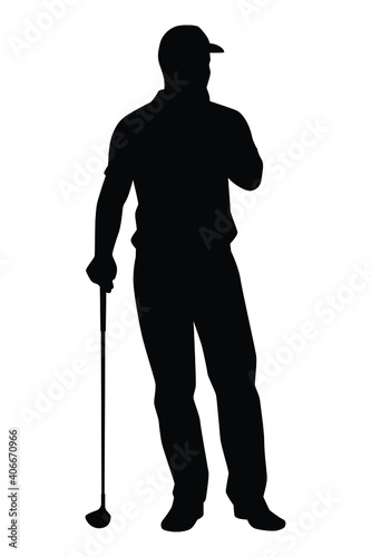 Golf player silhouette vector on white background