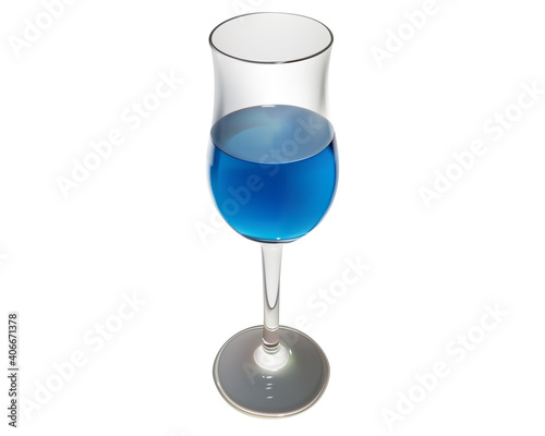 バタフライピー/青い飲み物/透明だからグラスも透ける/イラレブック