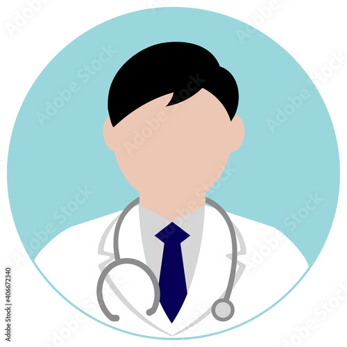 Circular worker avatar icon illustration (upper body) /  doctor