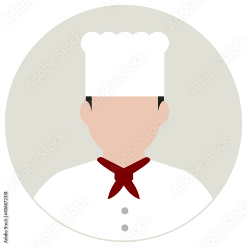 Circular worker avatar icon illustration (upper body) /  chef, cook..