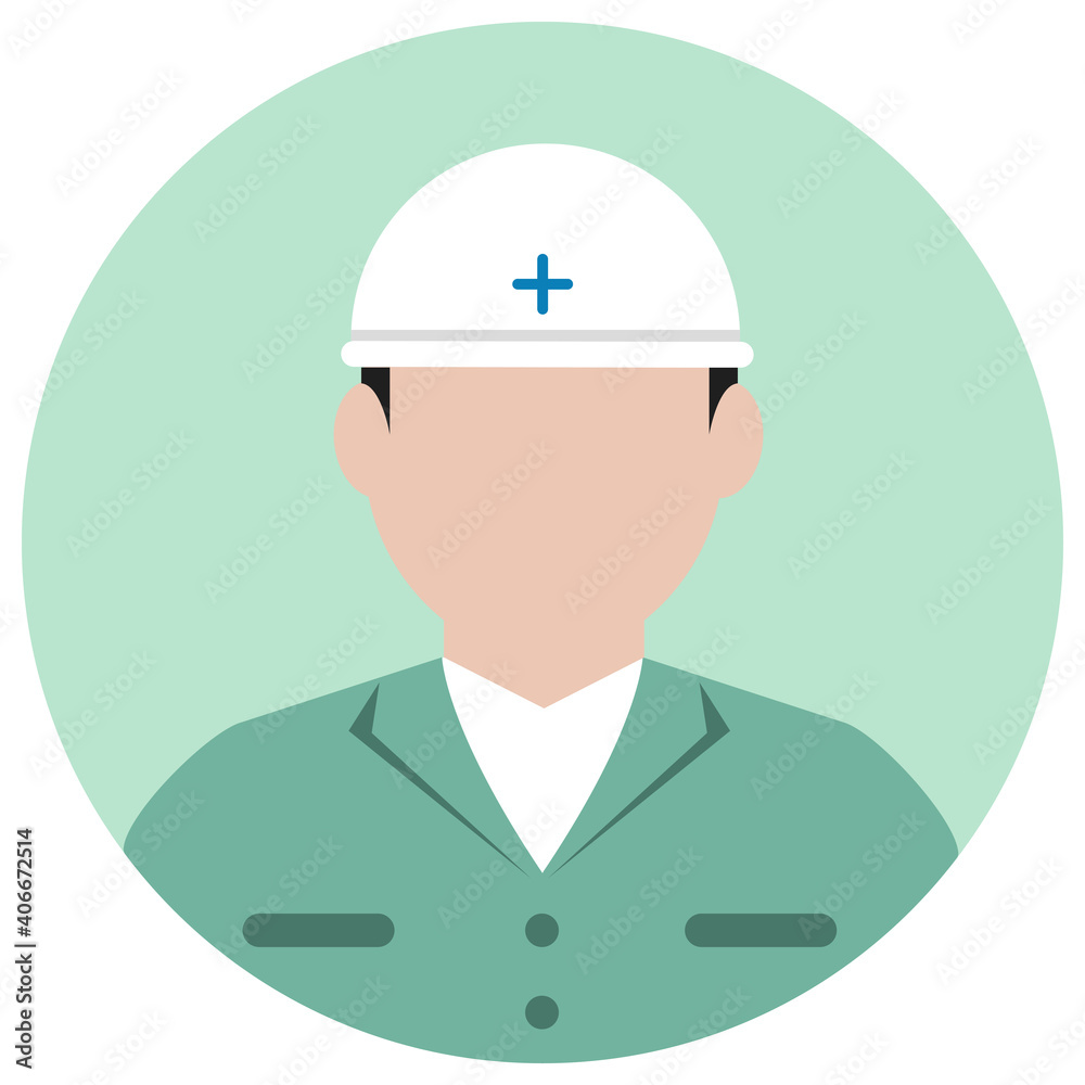 Circular worker avatar icon illustration (upper body) /  blue collar worker, rescue worker.