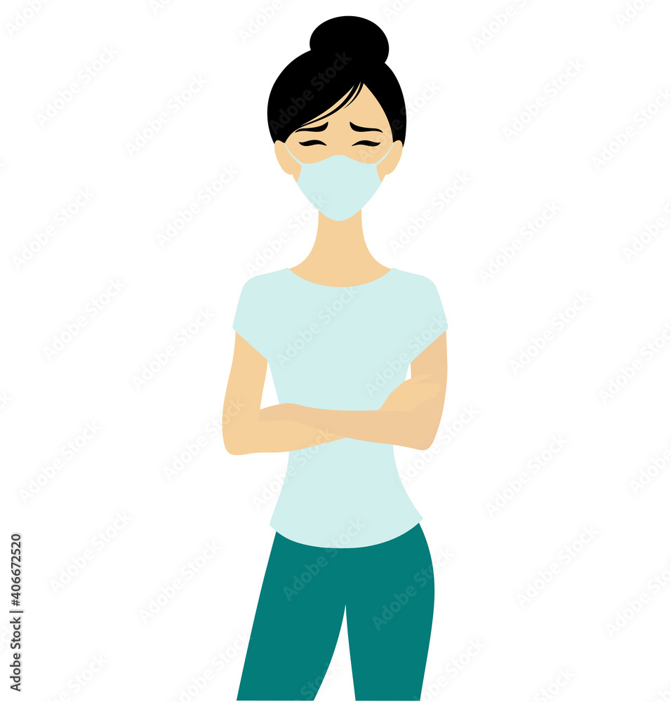 Portrait of a chinise woman with a mask. 