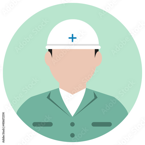 Circular worker avatar icon illustration (upper body) /  blue collar worker, rescue worker.