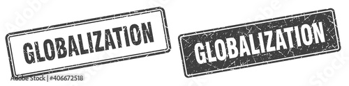 globalization stamp set. globalization square grunge sign