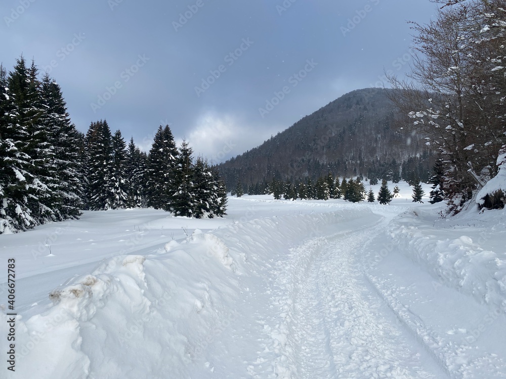 Obraz premium Gorski kotar in Croatia winter landscape