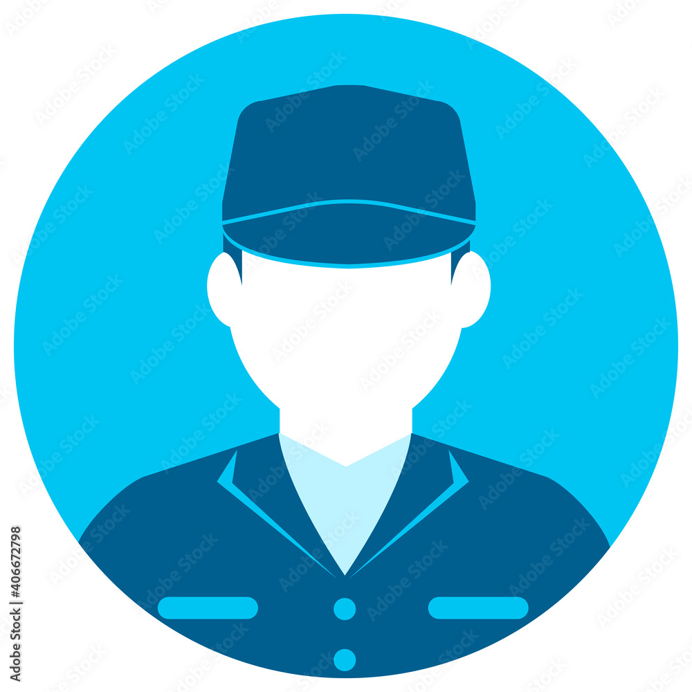Circular worker avatar icon illustration (upper body) / blue collar worker, factory worker, janitor, service man