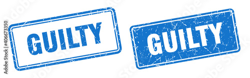 guilty stamp set. guilty square grunge sign