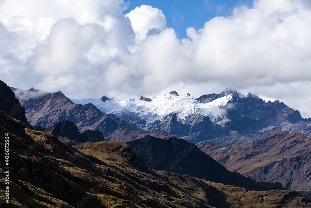 Glacial mountain view from Choquequirao trekking trail